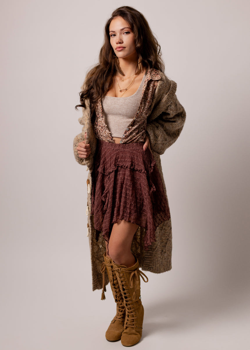 Edna Skirt in Raisin Lace