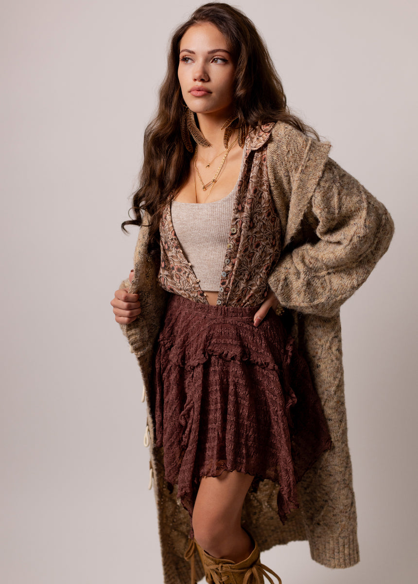 Edna Skirt in Raisin Lace