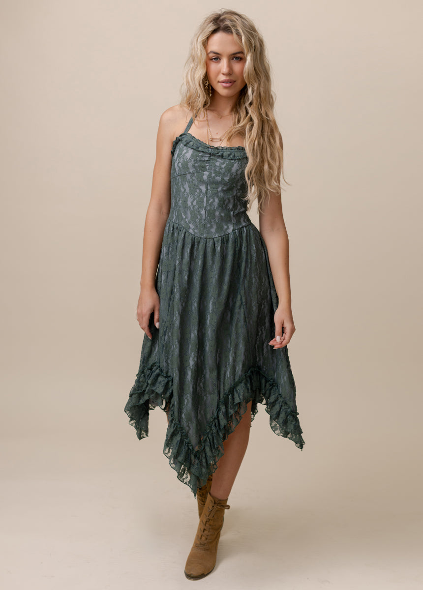 Joyfolie Women's Erma Maxi Boho Dress in Deep Green, Small Joyfolie Women's Erma Maxi Boho Dress in Deep Green, Small