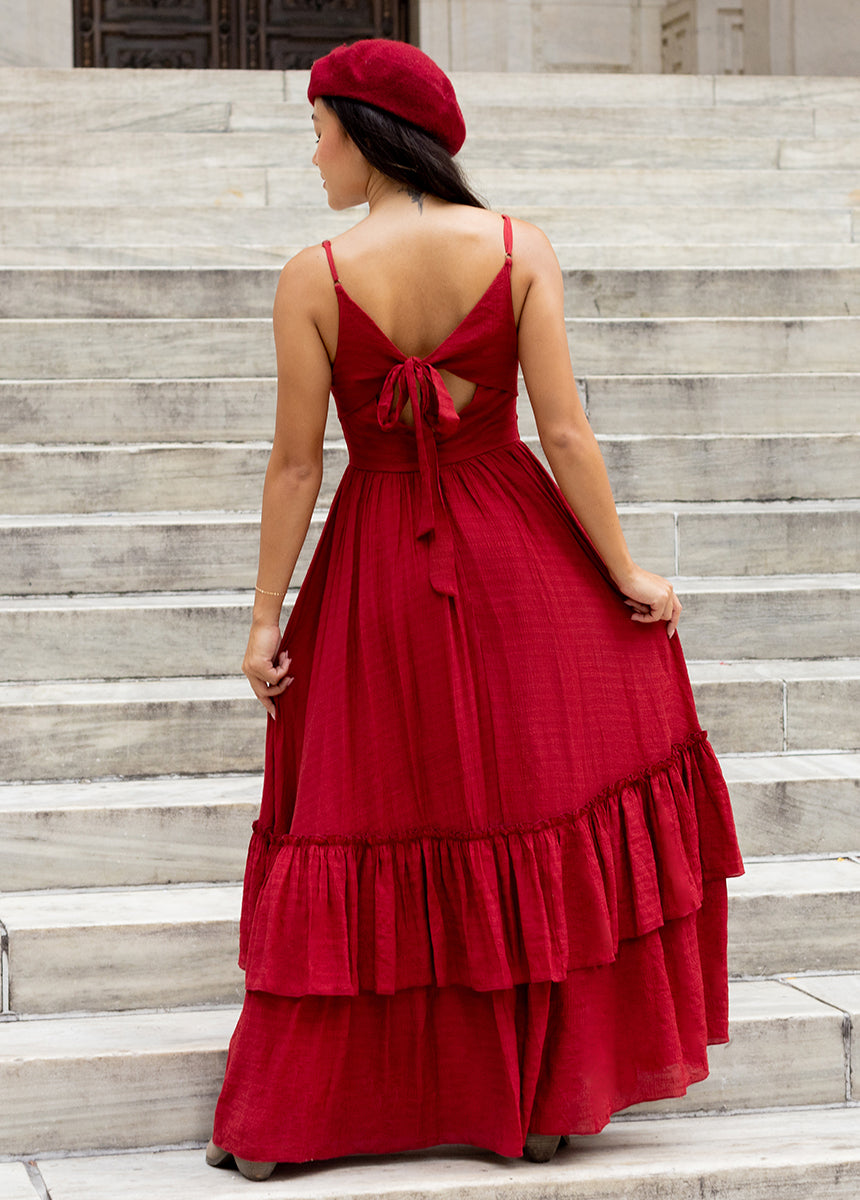 Joyfolie Women's Everlie Maxi Boho Dress in ScarletMedium Joyfolie Women's Everlie Maxi Boho Dress in ScarletMedium
