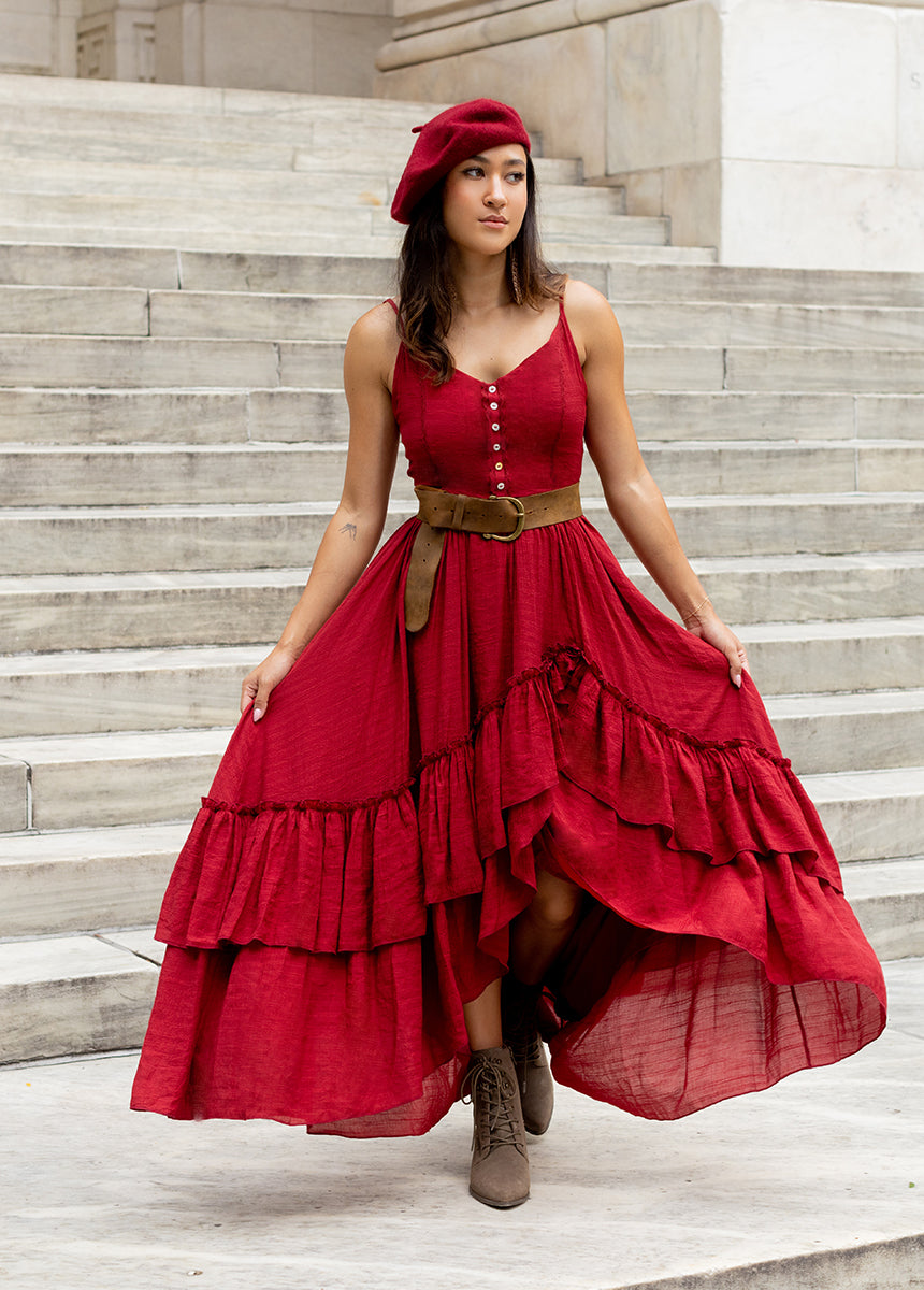 Joyfolie Women's Everlie Maxi Boho Dress in Scarlet, Small Joyfolie Women's Everlie Maxi Boho Dress in Scarlet, Small