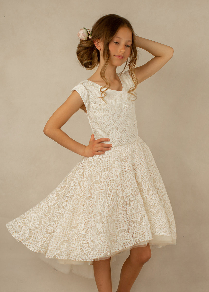 girls cream dress Girls: It's All You White Tweed Dress, (7/8) - The Mint Julep Boutique this dress is perfect for a variety of occasions and a must Needle & Thread Girls Mila