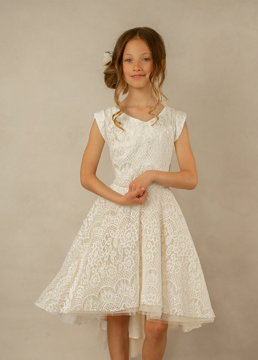 Joyfolie Girls Lezah Petticoat Maxi Boho Dress in Cream | Flower Girl | Lace | Joyfolie Bridal, Size 2 Joyfolie Girls Lezah Petticoat Maxi Boho Dress in Cream | Flower Girl | Lace | Joyfolie Bridal, Size 2