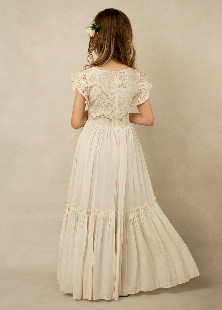 lace flower girl dresses Macy Dress in Cream | Bohemian Flower Girl