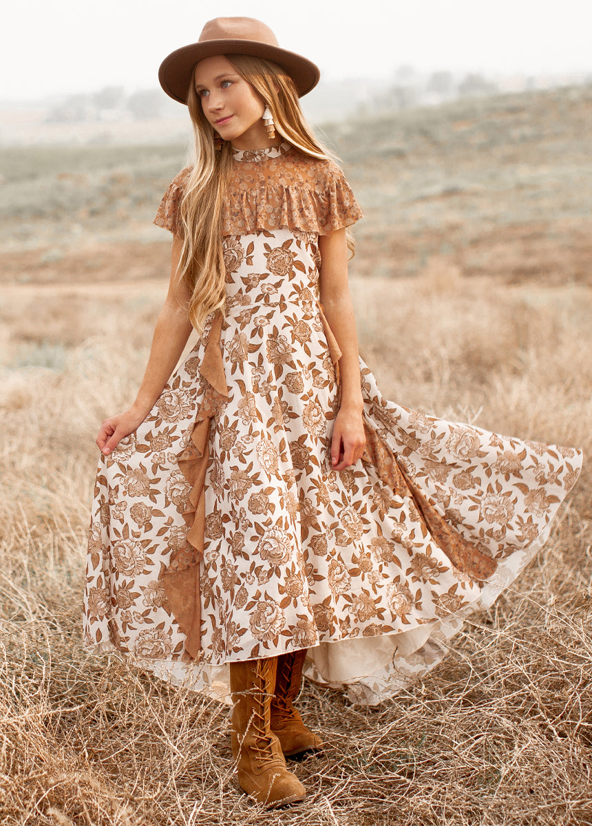 Raylie Dress in Neutral Floral
