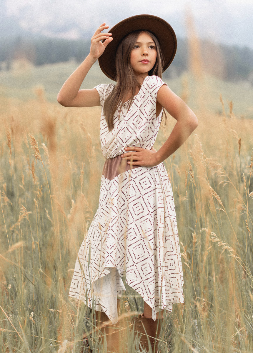 Joyfolie Girls Joyfolie | Girl's | Fenlie Maxi Boho Dress in Cream Boho Geo, Size 7 Joyfolie Girls Joyfolie | Girl's | Fenlie Maxi Boho Dress in Cream Boho Geo, Size 7