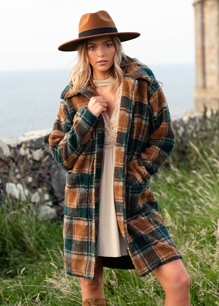 Gertie Coat in Camel Plaid