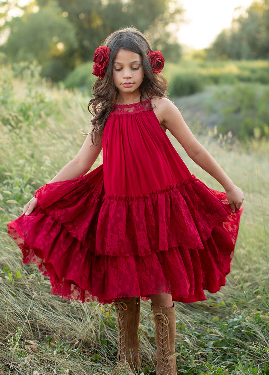 Catrina Dress in Crimson
