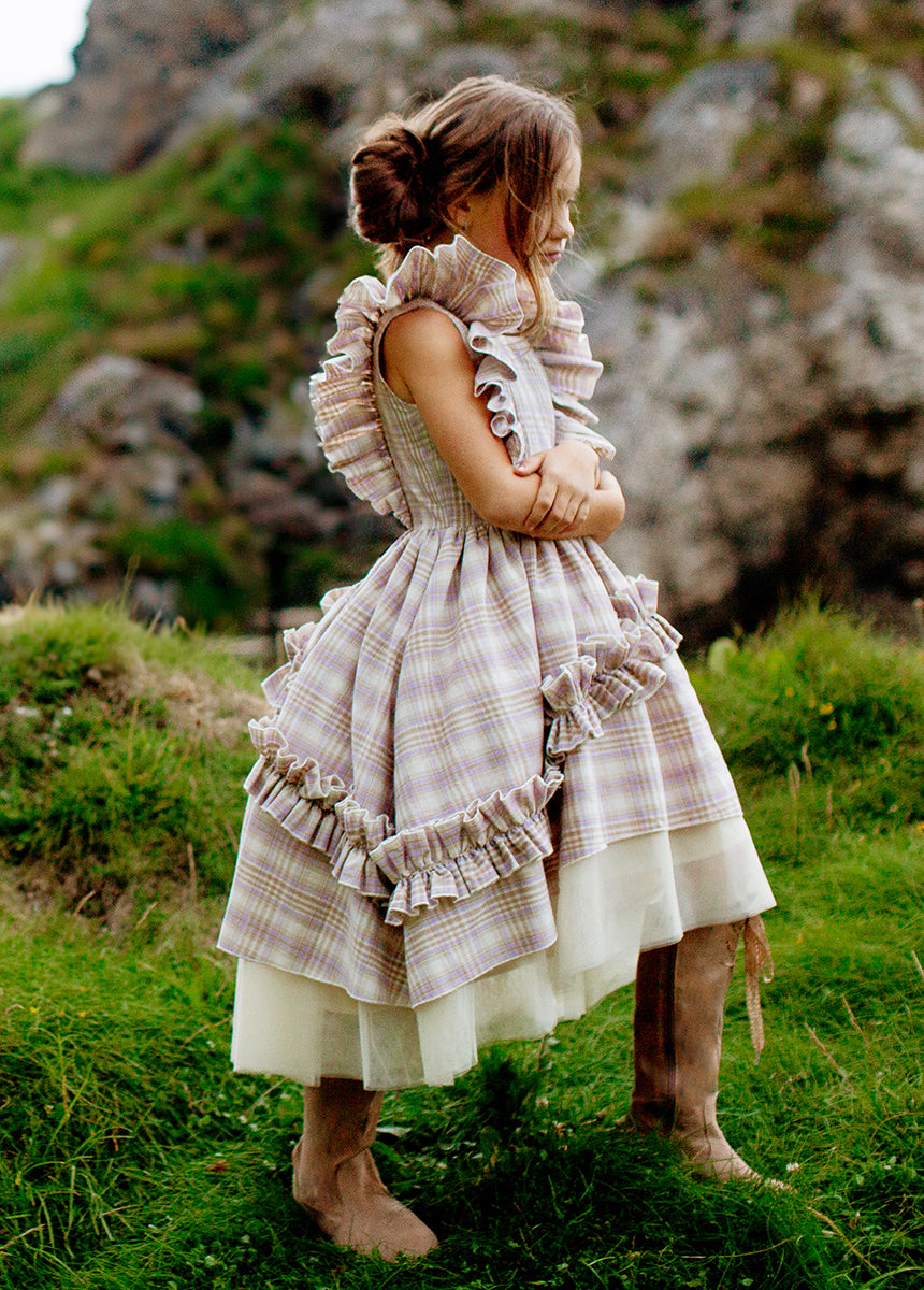 Reign Petticoat Dress in Lavender Plaid