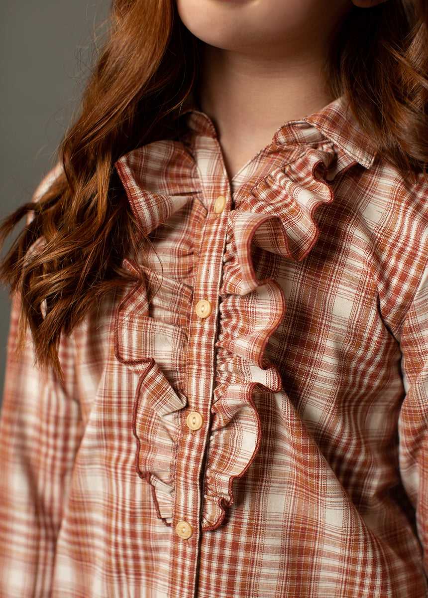 Kendall Top in Rust Plaid