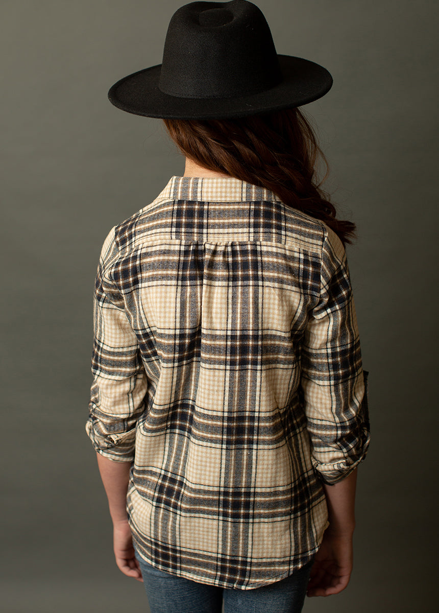 Kendall Top in Neutral Plaid