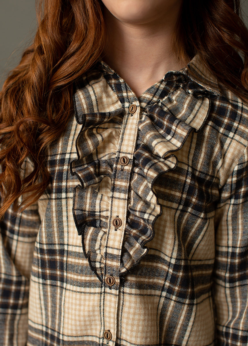 Kendall Top in Neutral Plaid