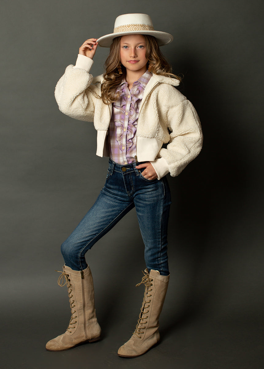 Kendall Top in Lavender Tartan Plaid