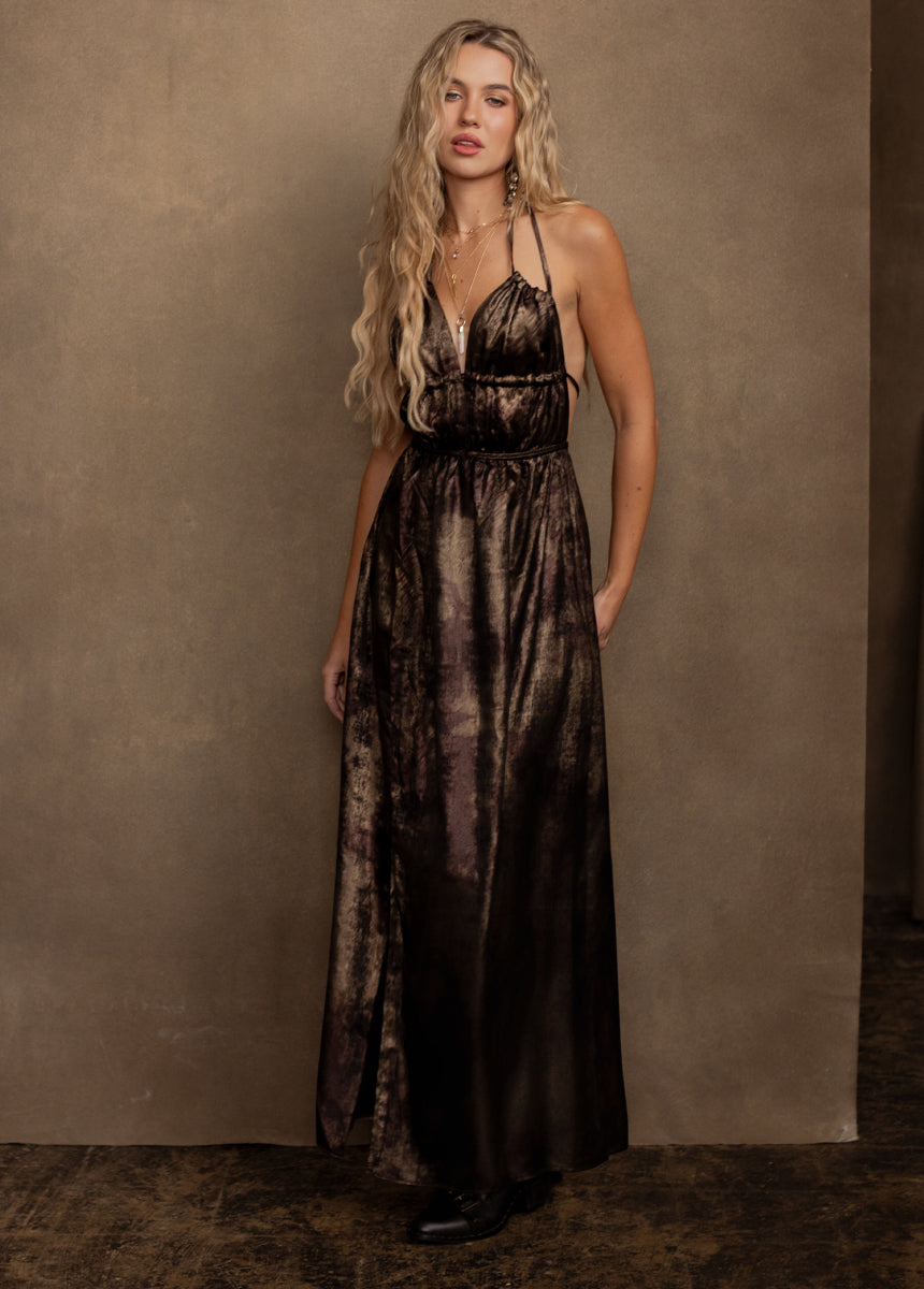 Gail Dress in Bronze/Brown