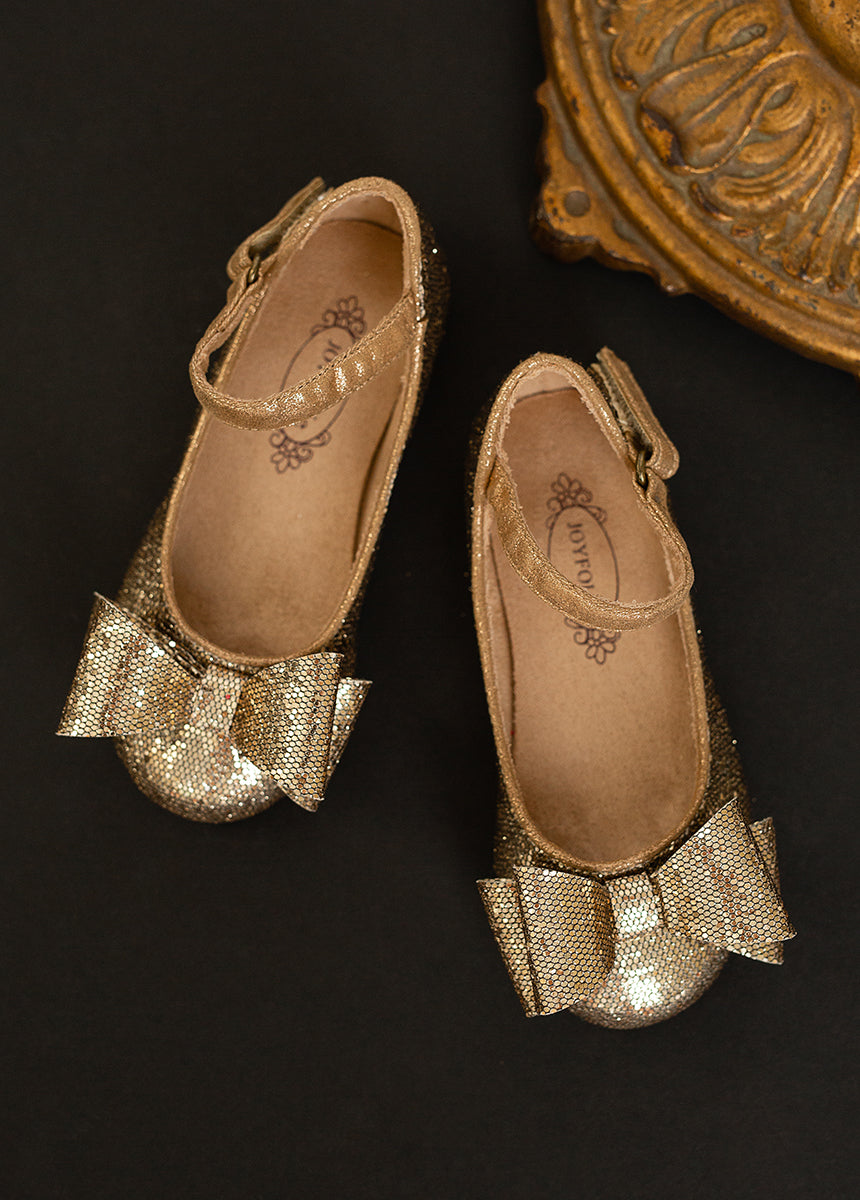 Miriam Flower Girl Flat in Gold Joyfolie