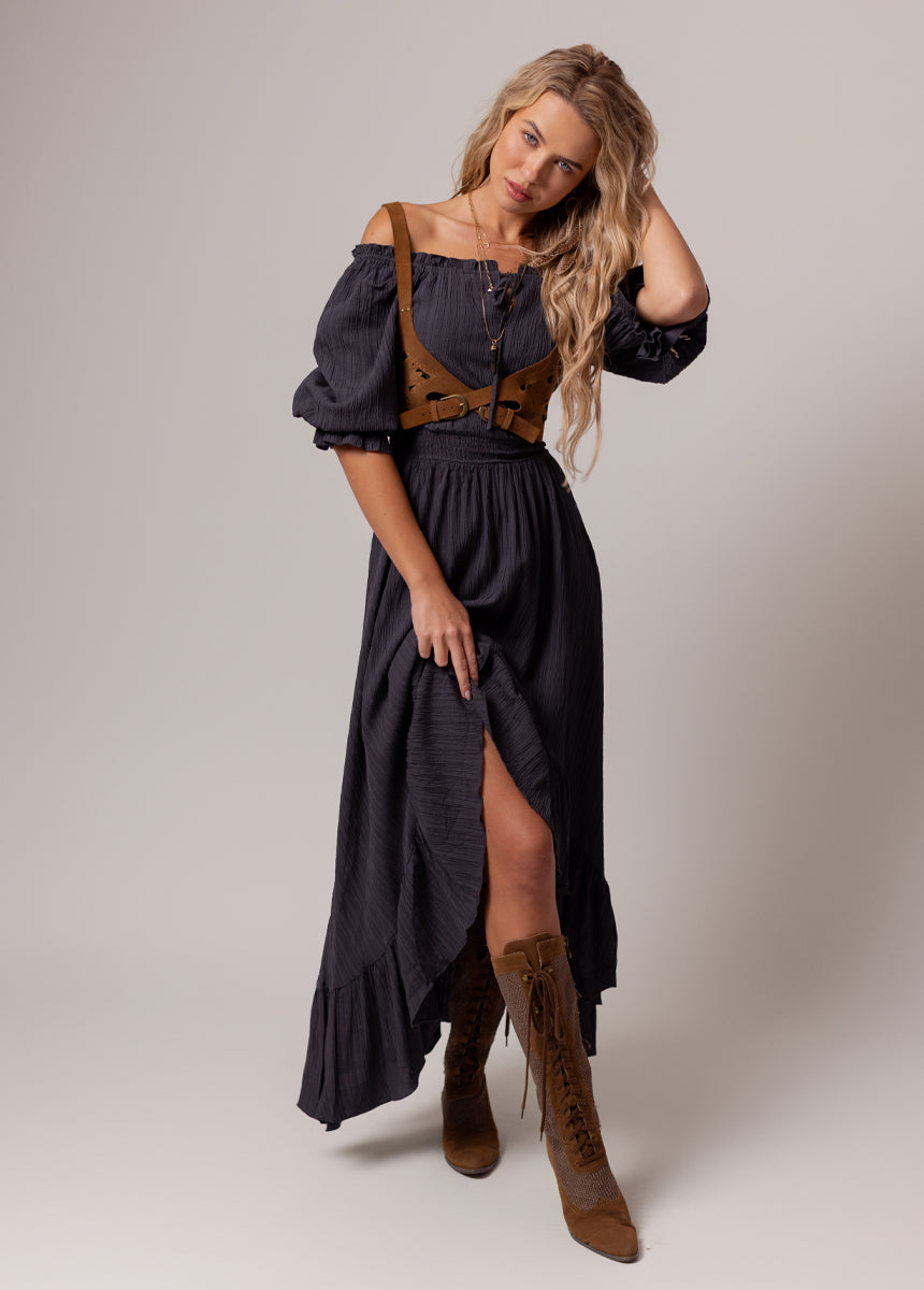 Joyfolie Women's Gwenaelle Maxi Dress in Charcoal, Extra Small Joyfolie Women's Gwenaelle Maxi Dress in Charcoal, Extra Small