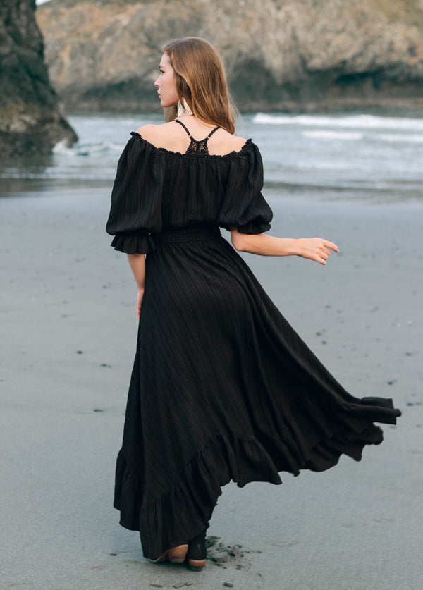 GiziaCasual Black tulle bijou maxi dress 