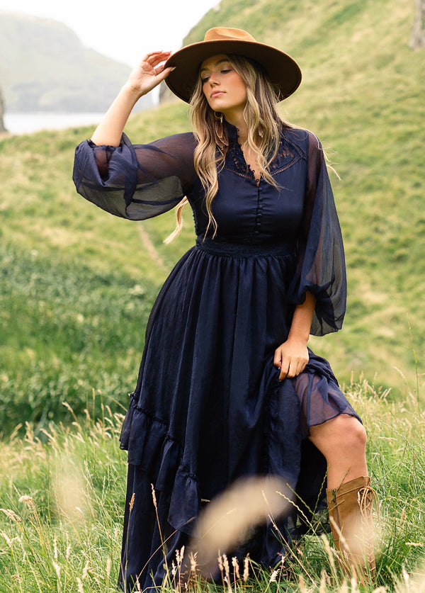 Kiyana Dress in Midnight Blue - Joyfolie