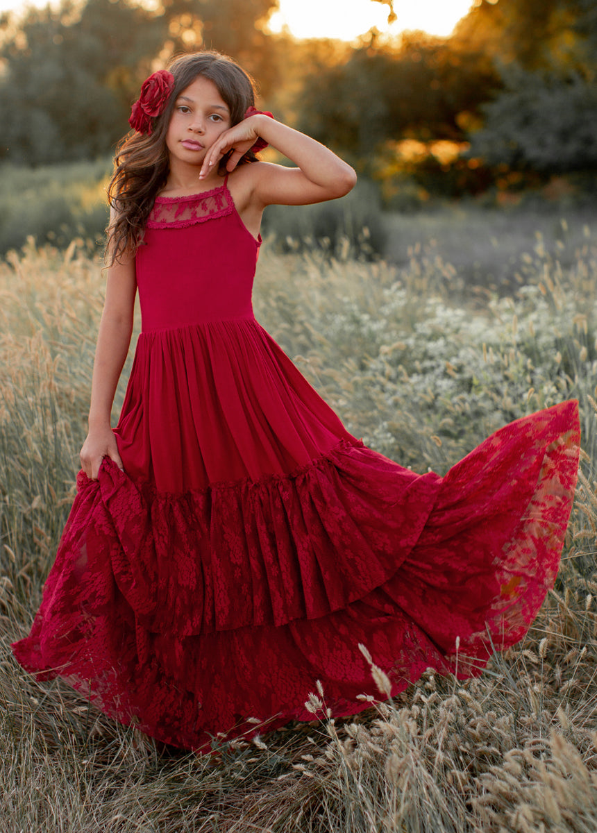 Catrin Dress in Crimson