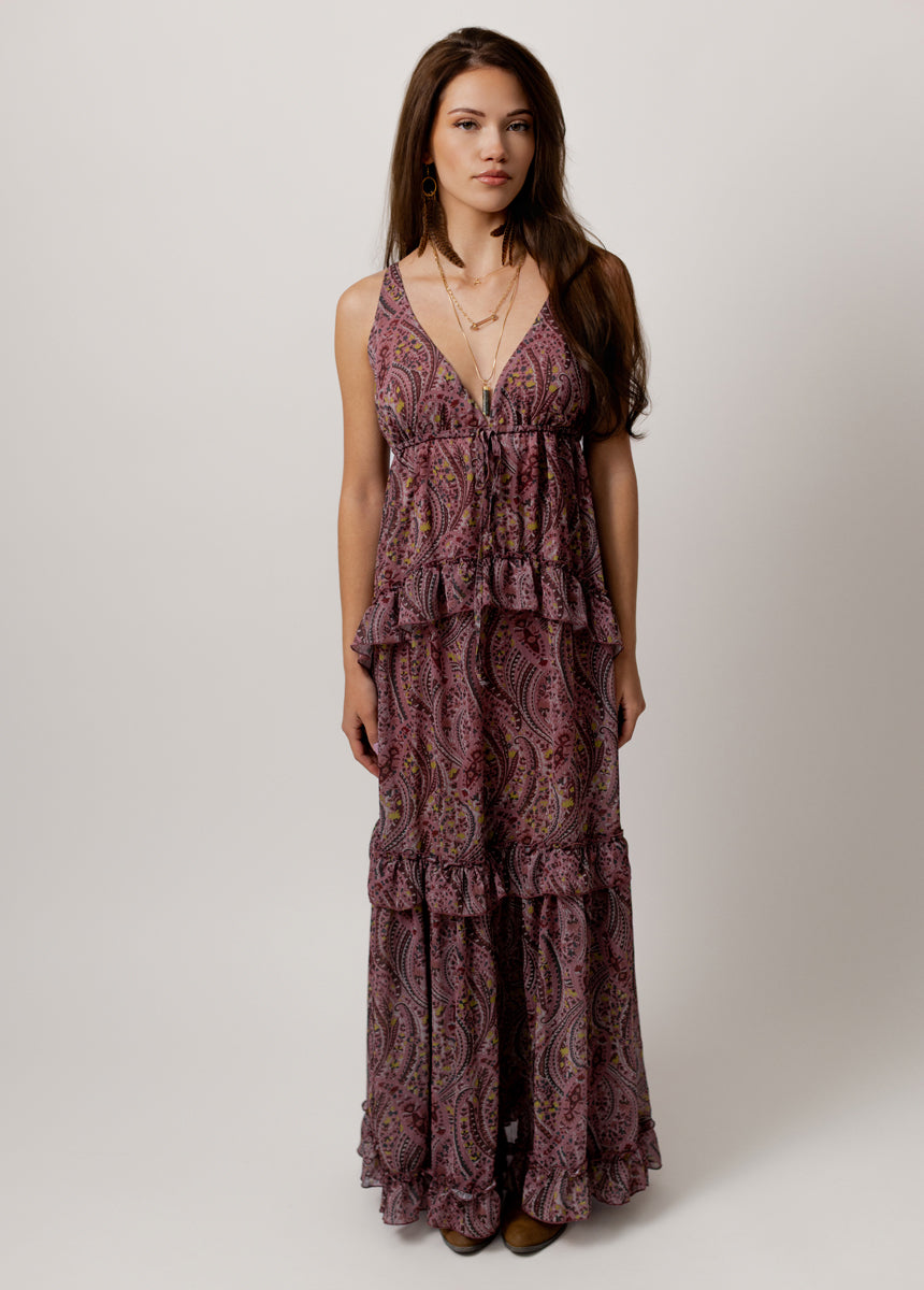 Hadleigh Dress in Multi Paisley