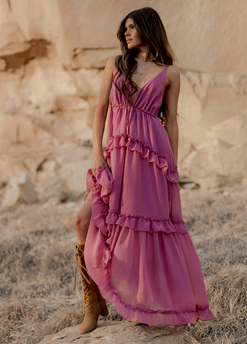 orchid maxi dress Joyfolie Women's Hadleigh Maxi Dress in Purple, Extra Small