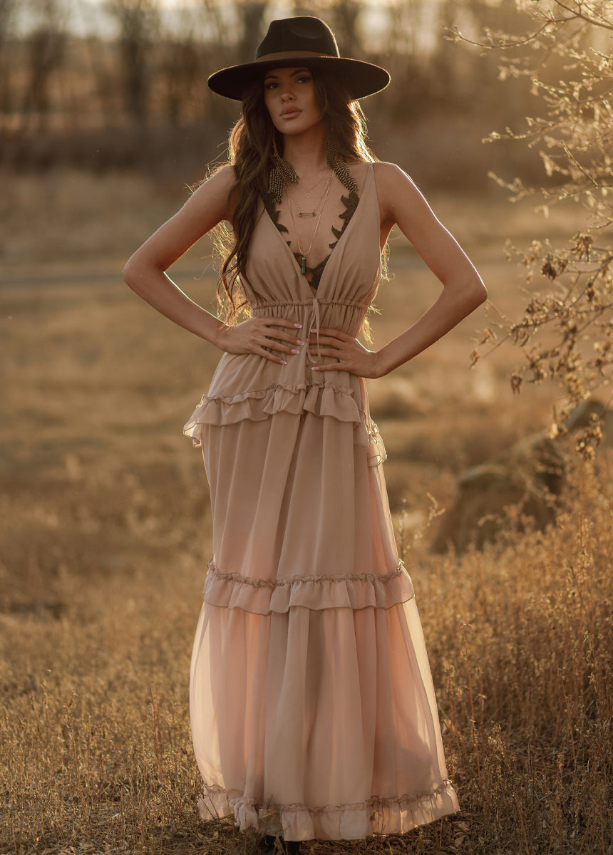 Hadleigh Dress in Warm Taupe