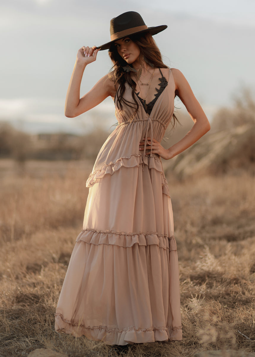 Hadleigh Dress in Warm Taupe, XL Hadleigh Dress in Warm Taupe, XL