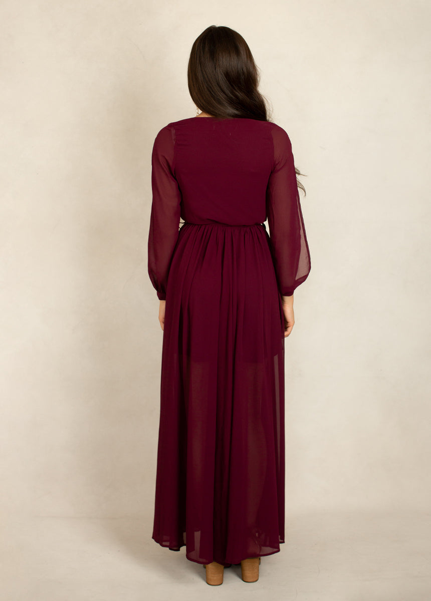 Joyfolie Women's Aniya Bridesmaid Maxi Boho Dress in Plum, Extra Small Joyfolie Women's Aniya Bridesmaid Maxi Boho Dress in Plum, Extra Small