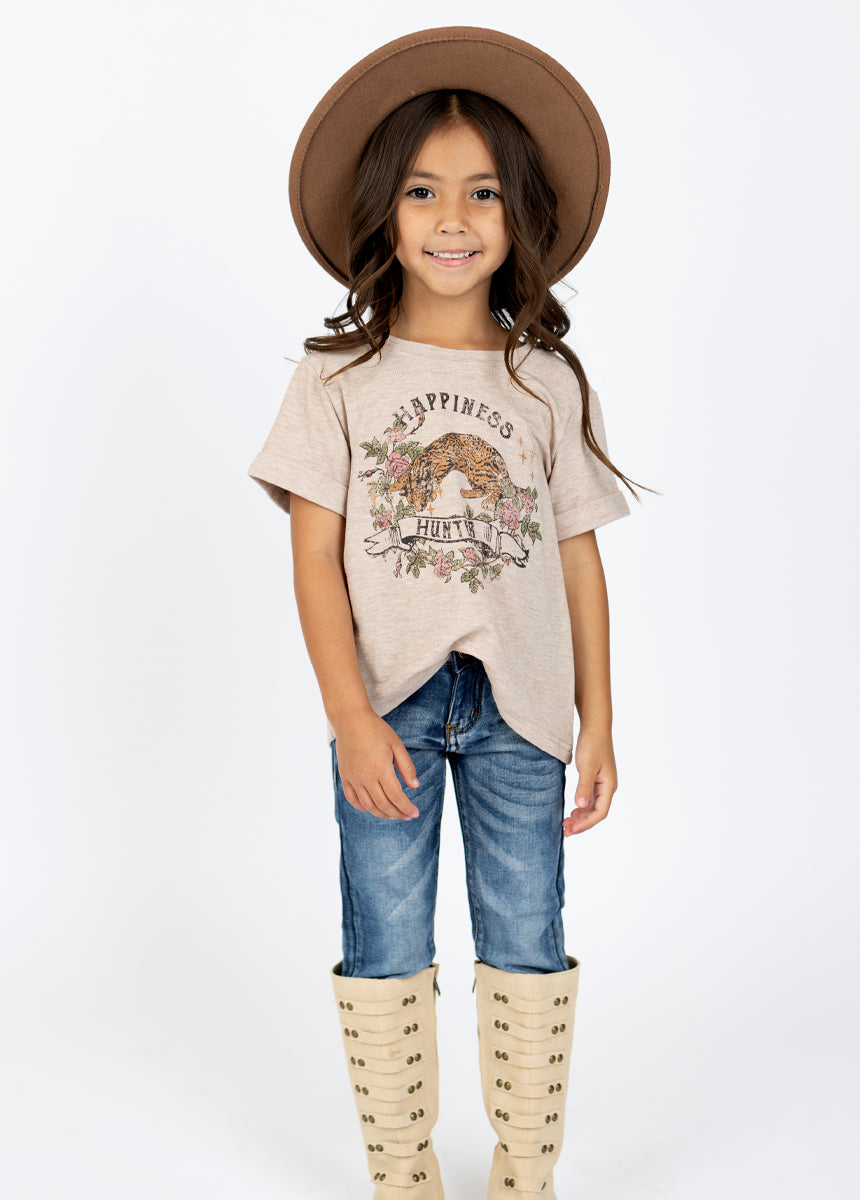 Happiness Hunter Graphic Tee in Heather Oat