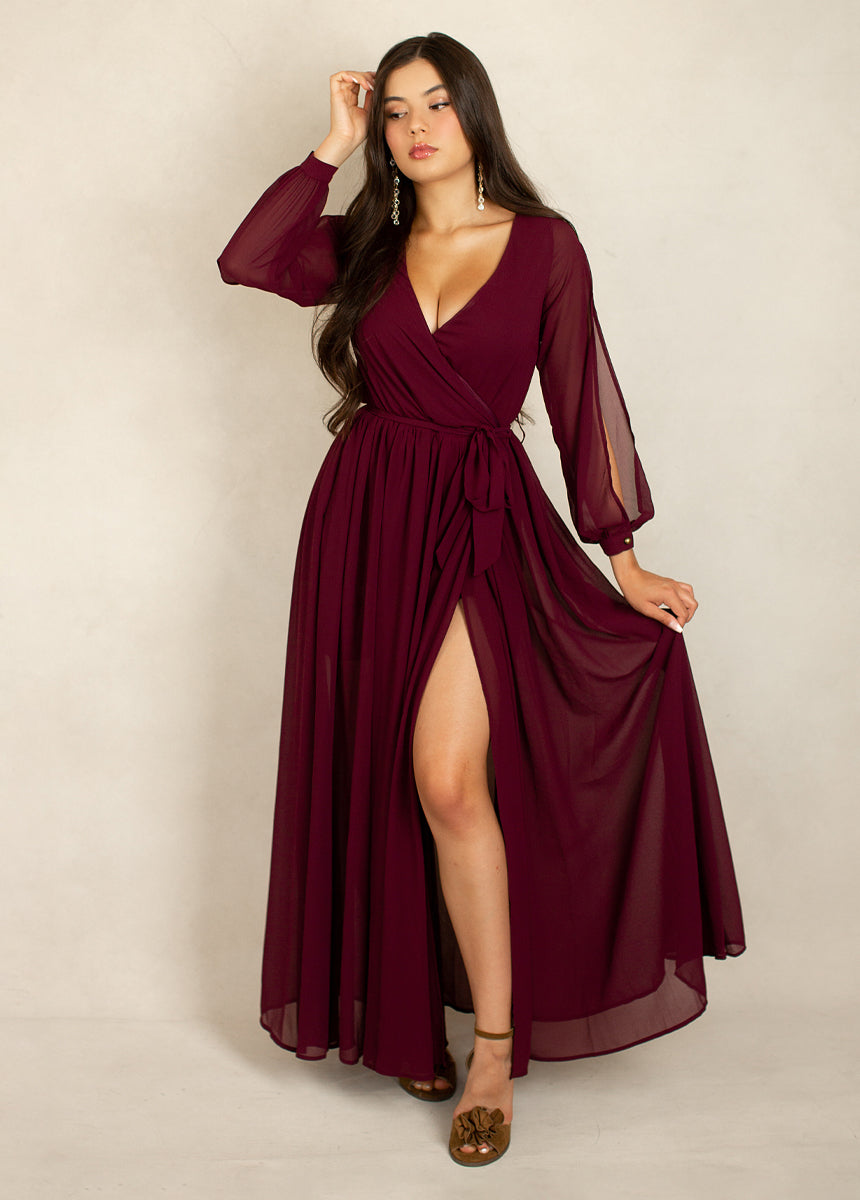 Joyfolie Women's Aniya Bridesmaid Maxi Boho Dress in Plum, Extra Small Joyfolie Women's Aniya Bridesmaid Maxi Boho Dress in Plum, Extra Small