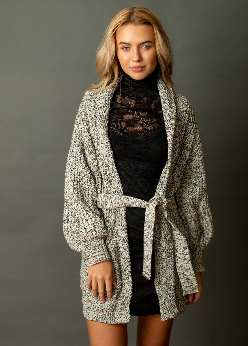 Aurla Cardi in Cream Black Marl