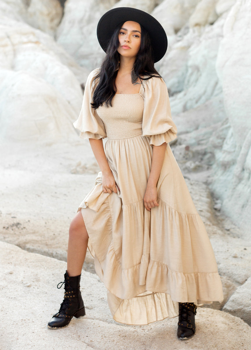 Quella Dress in Light Taupe