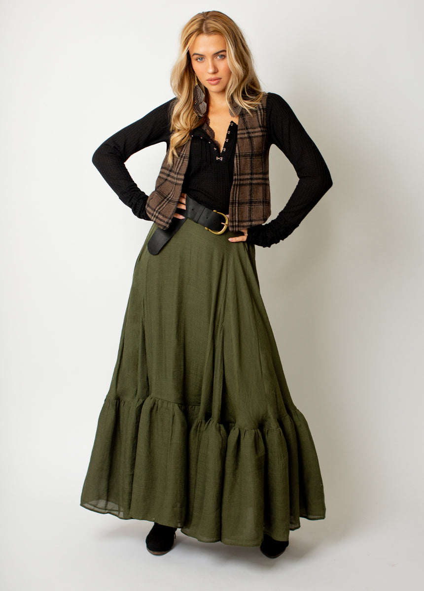 Mikah Vest in Dark Taupe Plaid