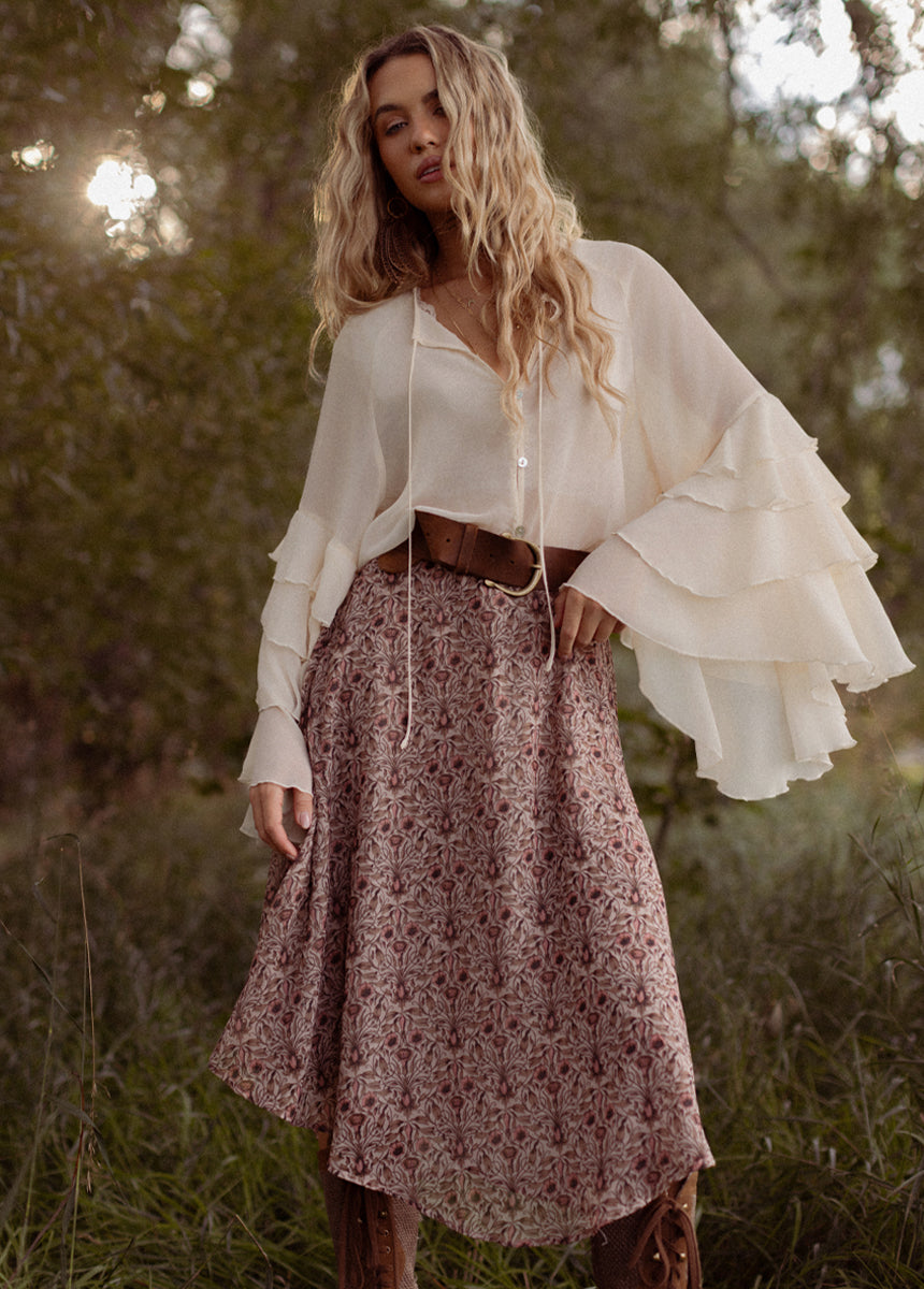 Sana Skirt in Vine Floral Print