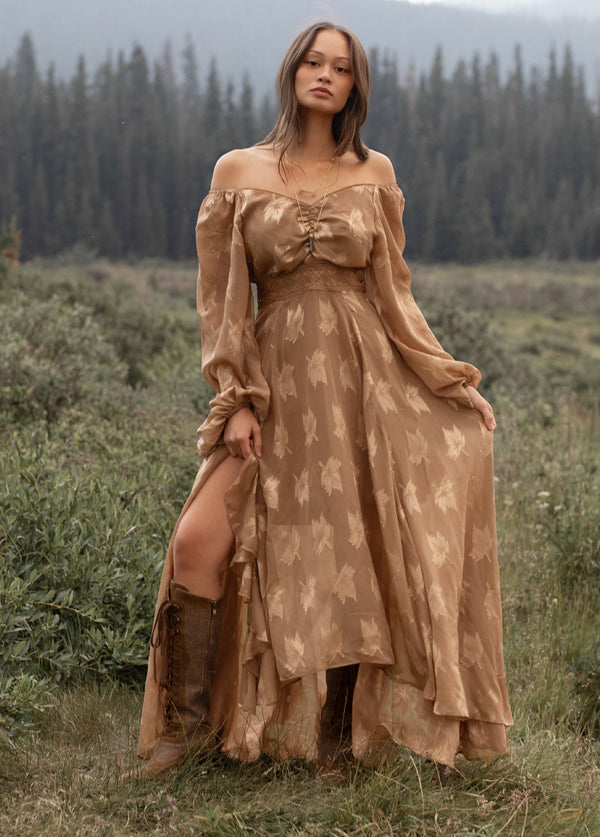 Isabella Dress in Latte - Joyfolie