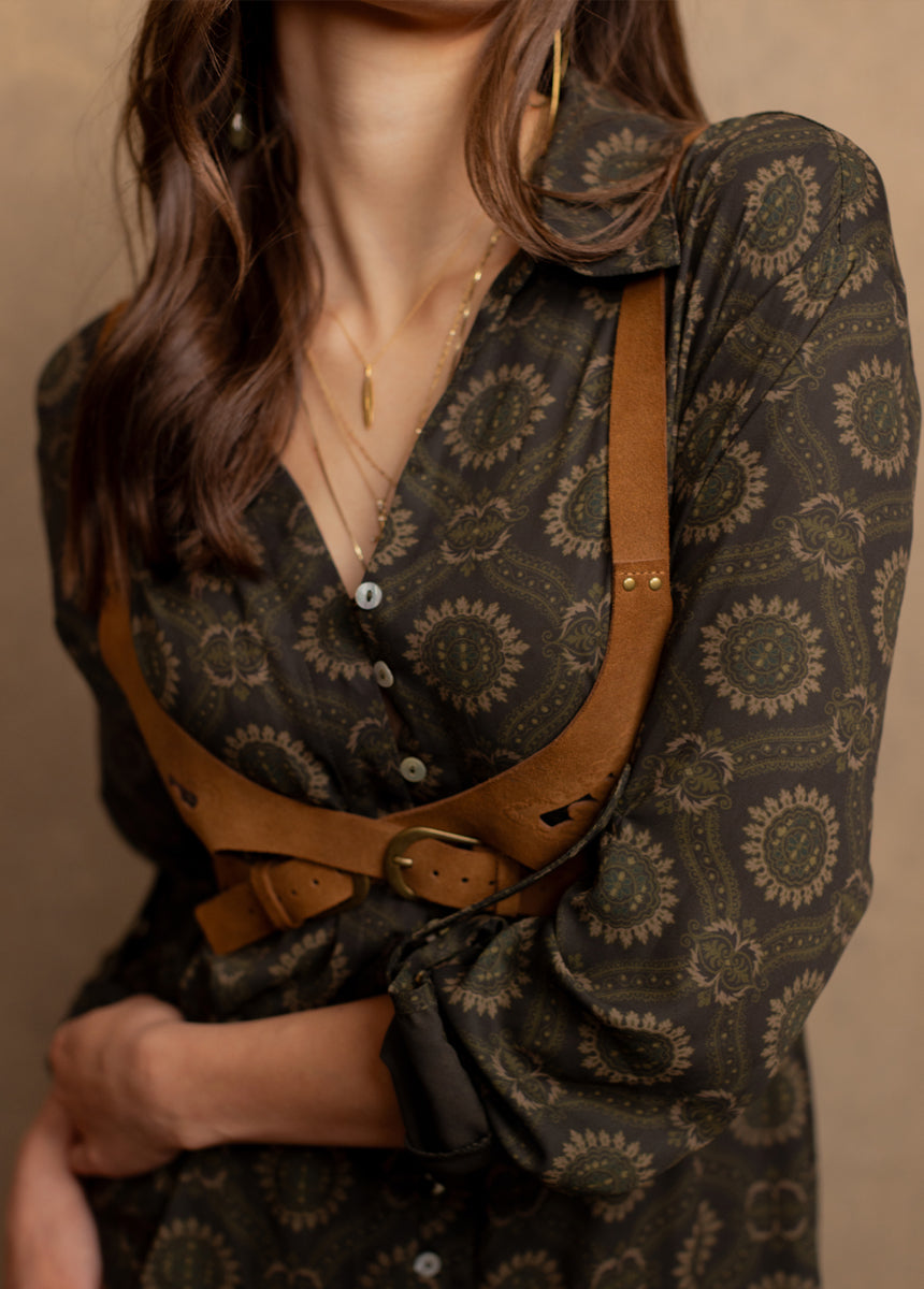 Janine Shirt Dress in Oregano Medallion Print