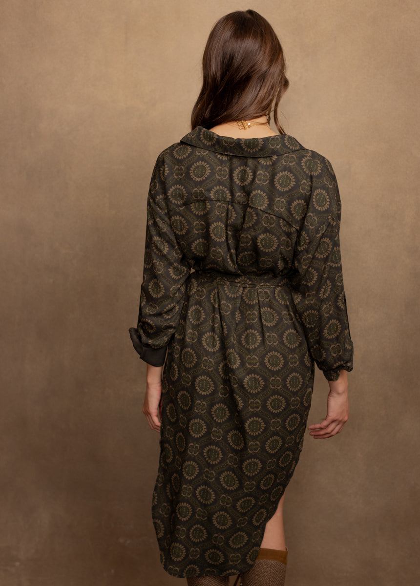 Janine Shirt Dress in Oregano Medallion Print