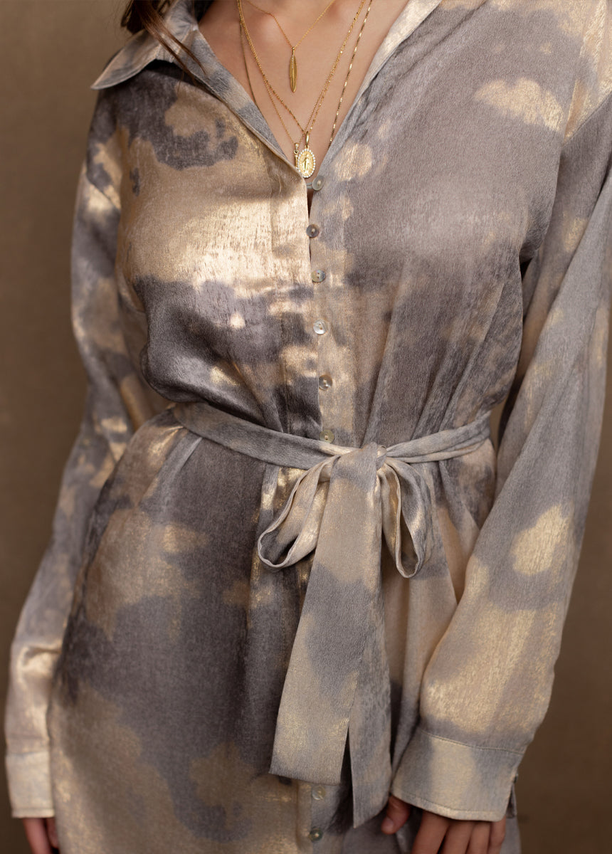 Janine Shirt Dress in Slate Champagne