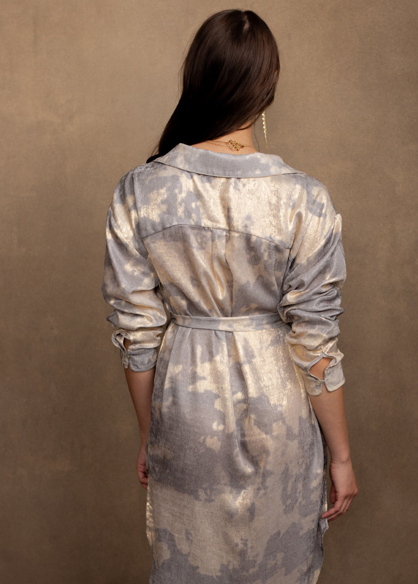 Janine Shirt Dress in Slate Champagne