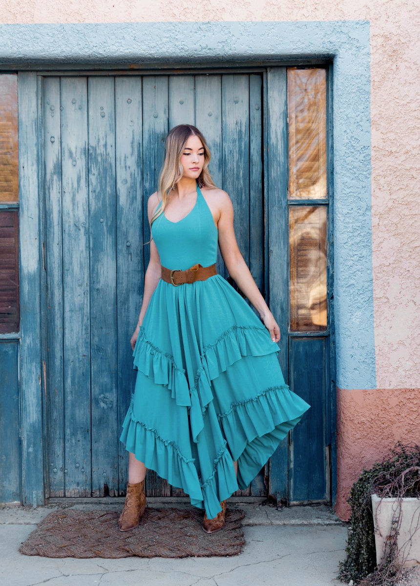 Joyfolie Women's Joyfolie | Women's | Jenna Maxi Boho Dress in Bright Teal, Extra Extra Small Joyfolie Women's Joyfolie | Women's | Jenna Maxi Boho Dress in Bright Teal, Extra Extra Small