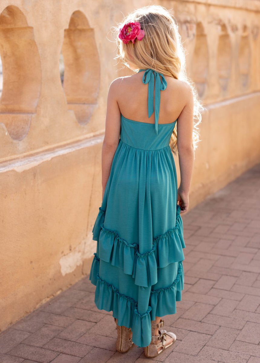 Joyfolie Girls Jenny Maxi Boho Dress in Bright Teal, Size 3 Joyfolie Girls Jenny Maxi Boho Dress in Bright Teal, Size 3