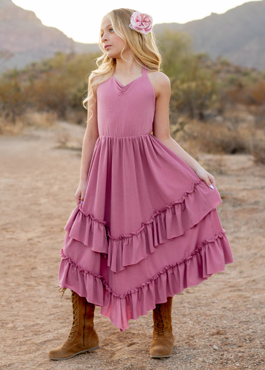 Joyfolie Girls Jenny Maxi Boho Dress in Mauve, Size 6 Joyfolie Girls Jenny Maxi Boho Dress in Mauve, Size 6