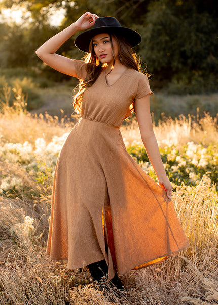 Jessah Dress in Warm Camel - Joyfolie