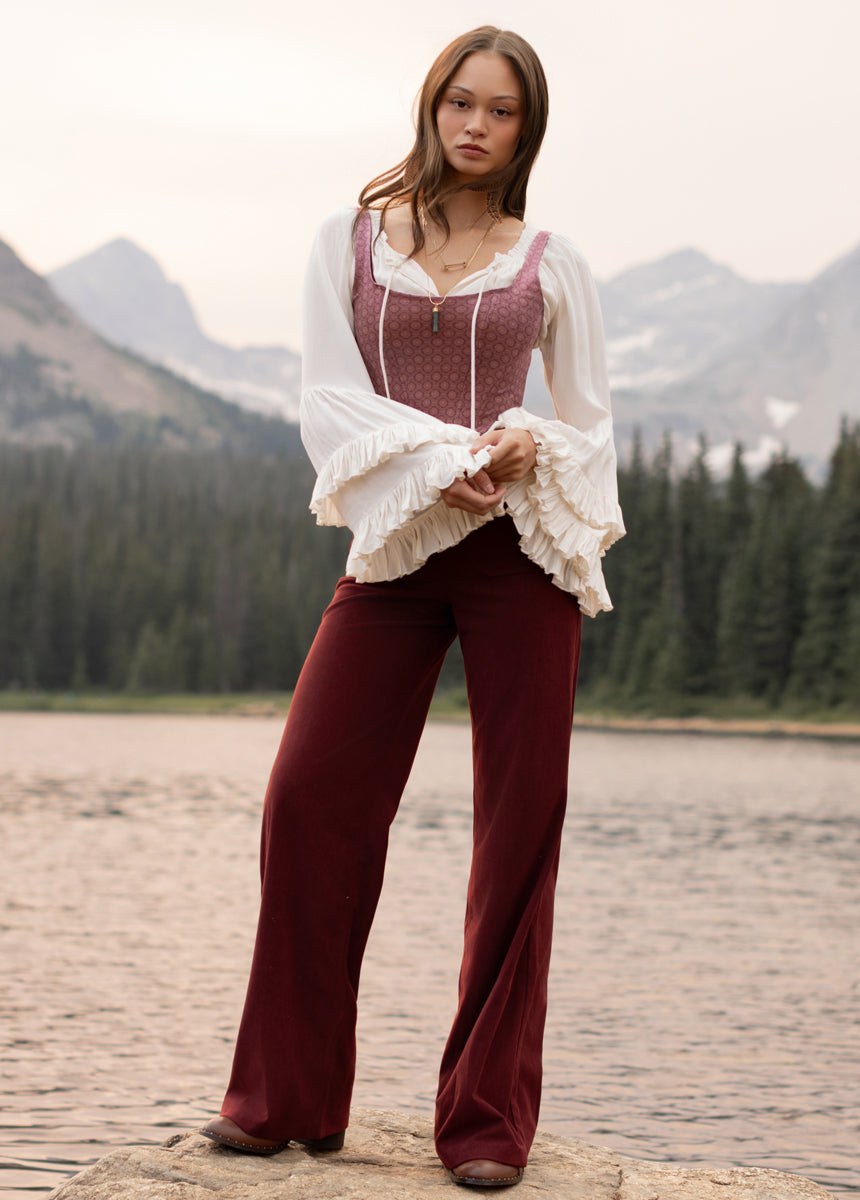 Journee Corset Top in Oxblood Medallion