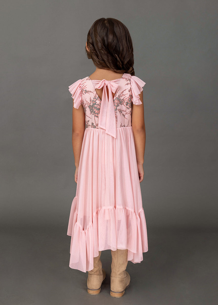 Kehlani Dress in Pink Floral Brocade