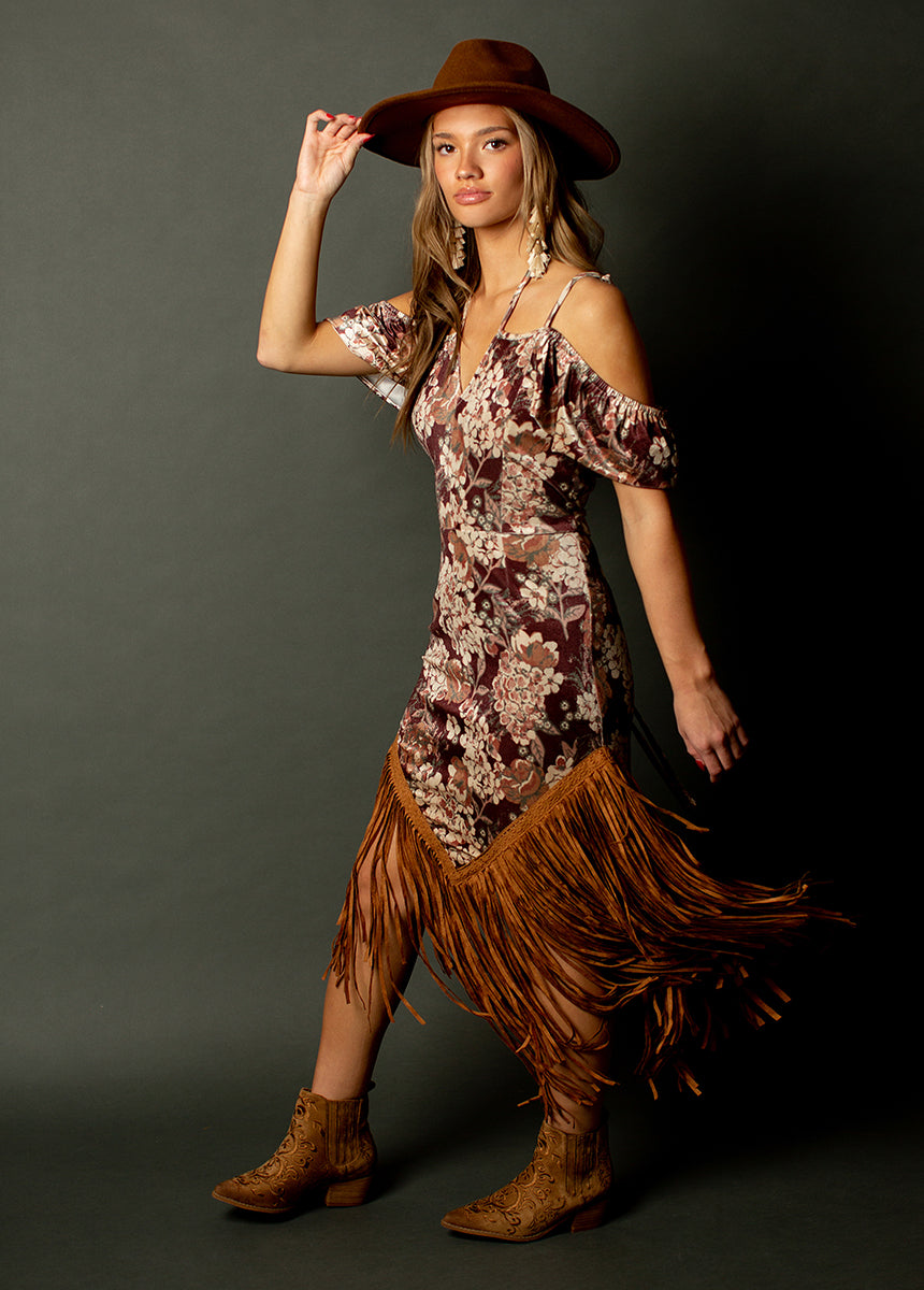 burgundy fringe dress Koressa Halter Fringe Mini Dress | Burgundy | Womens