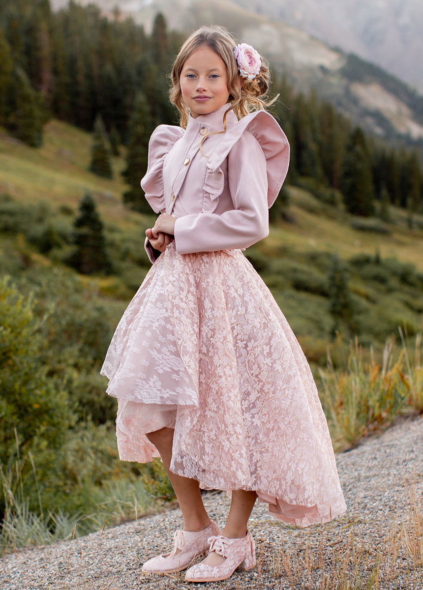 Kristy Petticoat Dress in Blush Metallic