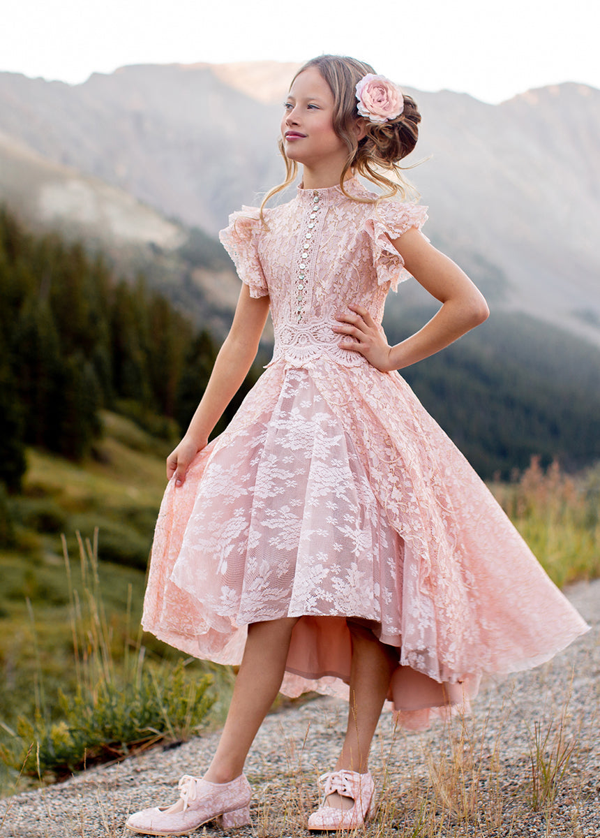 Kristy Petticoat Dress in Blush Metallic