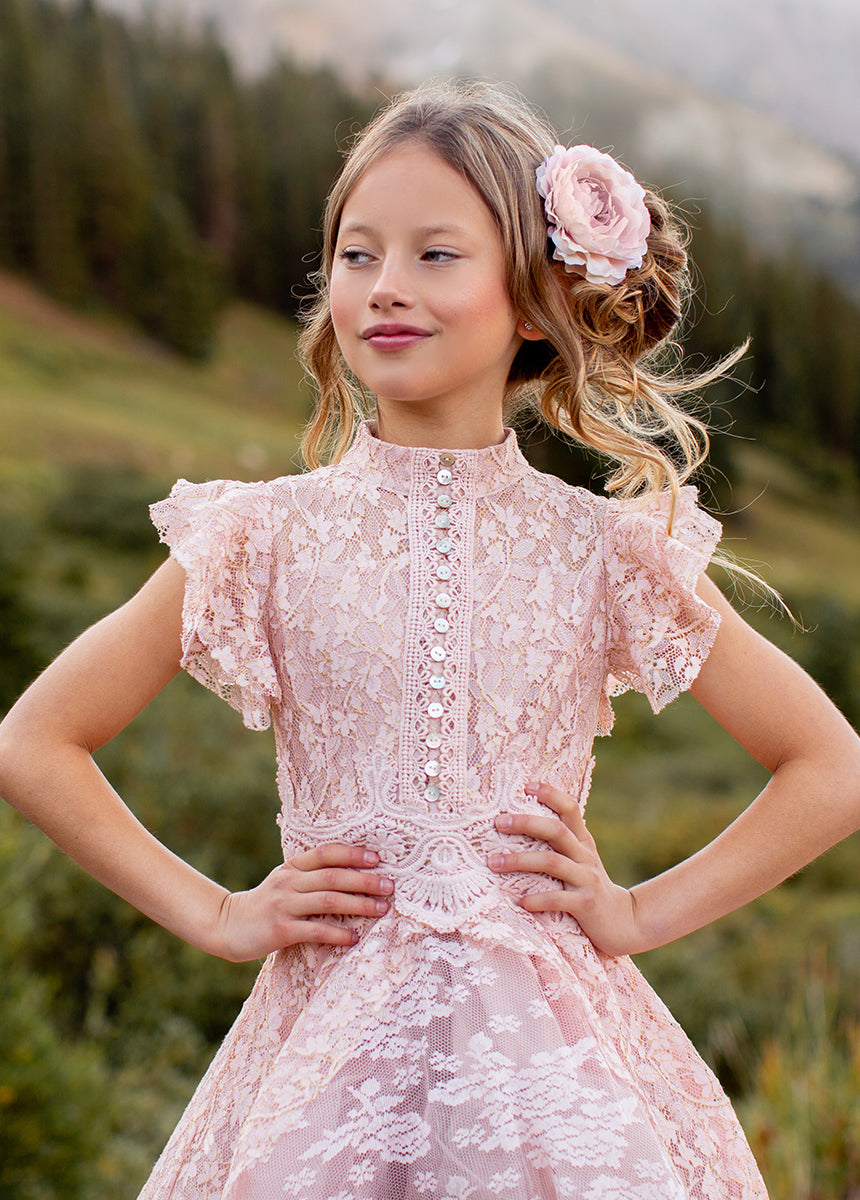 Kristy Petticoat Dress in Blush Metallic