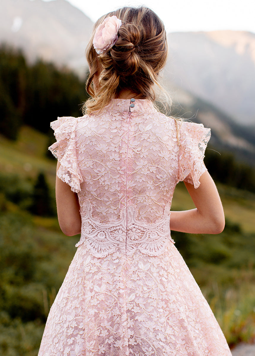 Kristy Petticoat Dress in Blush Metallic